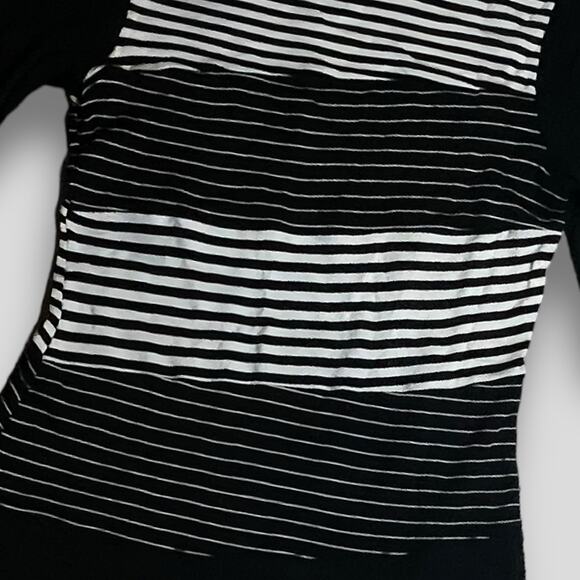 BCBG MAX AZARIA STRIPED BODYCON STRIPED SWEATER DRESS ASYMMETRICAL LARGE - Picture 5 of 9